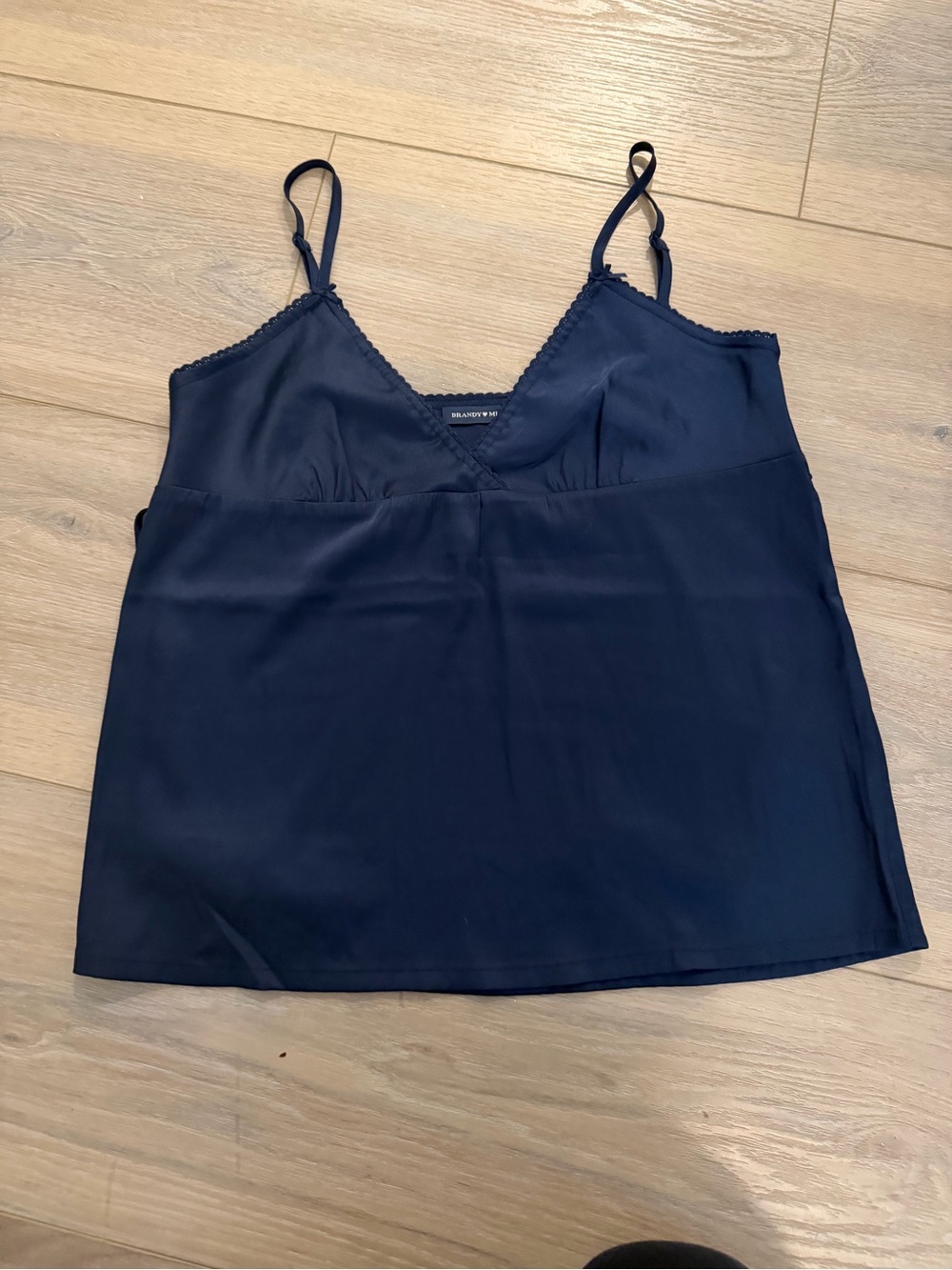 Brandy Melville Navy Blue Satin Cami Tank Top
